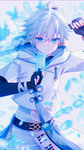 Chongyun, art, blue HD phone wallpaper