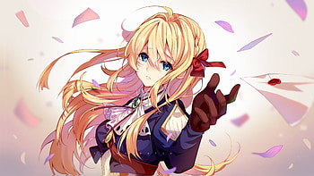 Violet Evergarden, blonde anime girl, blue eyes HD wallpaper