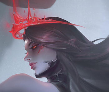 Fantasy girl, exia xiaotong, crown, fantasy, art, red, face, girl, queen HD wallpaper