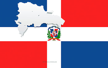 Dominican Republic map silhouette, Flag of Dominican Republic, silhouette on the flag, Dominican Republic, 3d Dominican Republic map silhouette, Dominican Republic flag, Dominican Republic 3d map HD wallpaper