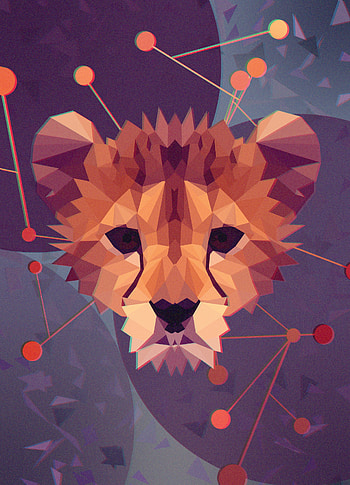 Geometric Animal, Vytautas Virkietis, Polygonal animal art HD phone wallpaper