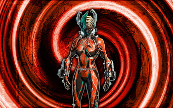 Valkyr, orange grunge background, Warframe, RPG, Warframe characters, Valkyr Build, vortex, Warframe Builds, Valkyr Warframe HD wallpaper