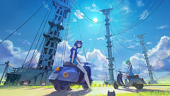 Anime Scooter Girls , anime-girl, anime, artist, artwork, digital-art HD wallpaper