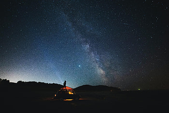 Night, Dark, Car, Starry Sky, Machine, Human, Person, Flashlight HD wallpaper