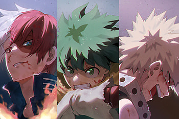 My Hero Academia : Todoroki, Midoriya & Bakugou Triad Power, Shoto Todoroki, Izuku Midoriya, Katsuki Bakugou, Anime, My Hero Academia HD wallpaper