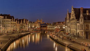 Ghent Flanders city, Night time HD wallpaper