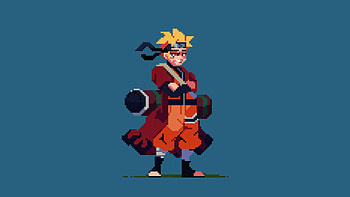 Naruto When He Arrives To Konoha, naruto, anime, minimalism, minimalist, artist, artwork, digital-art, 8-bit HD wallpaper