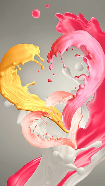 Pink and yellow paint heart, Samsung Galaxy J2 Core , Colorful visuals, Artistic expression HD phone wallpaper