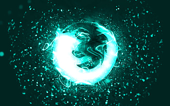 Mozilla turquoise logo, , turquoise neon lights, creative, turquoise abstract background, Mozilla logo, brands, Mozilla HD wallpaper