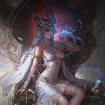 Fantasy, long hair, dress, beauty, nice, lady, cg, fantasy girl, maiden, , female, sexy, sweet, magic, hot, blue hair, girl, beautiful, dark, anime girl, anime, pretty, lovely, realistic HD wallpaper