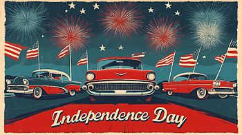 Independence Day Featuring Classic Cars and American Flags Celebration, holiday, 4th Of July, Independence Day, american flag HD wallpaper