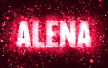 Happy Birtay Alena, , pink neon lights, Alena name, creative, Alena Happy Birtay, Alena Birtay, popular american female names, with Alena name, Alena HD wallpaper