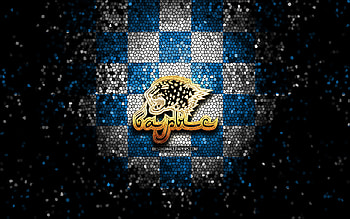 HC Barys, glitter logo, KHL, blue checkered background, hockey, Kontinental Hockey League, Barys Nur-Sultan logo, mosaic art, kazah hockey team, Barys Nur-Sultan, Barys Astana HD wallpaper