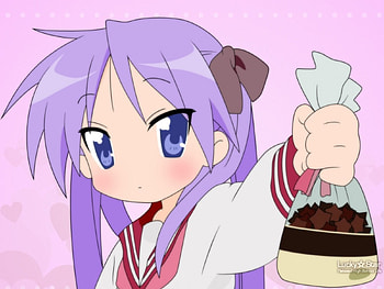 Kagami Hiiragi, lucky star, kagami, anime, present, blushing HD wallpaper
