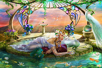Sanctuary, colorful, art, girl, drazenka kimpel, beautiful, nice, woman, digital, fantasy, cg, fine, lovely, female HD wallpaper