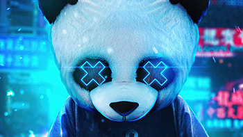 Panda Guy , panda, mask, artist, artwork, digital-art HD wallpaper