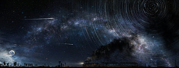 Starry night, anime, sky, luminos, stars, iy tujiki, manga, people HD wallpaper