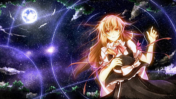 Starry Night Sky, girl, sky, stars, anime HD wallpaper