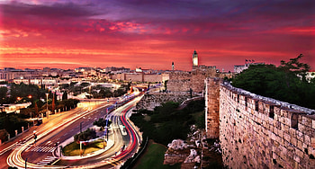 Jerusalem Twilight — Ancient Walls & City Lights, city, Jerusalem, man made HD wallpaper