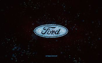 Ford glitter logo, , black background, Ford logo, blue glitter art, Ford, creative art, Ford blue glitter logo HD wallpaper