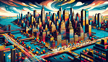 Manhattan Vibrant Skyline, Manhattan, cityscape, skyline, illustration, colorful HD wallpaper
