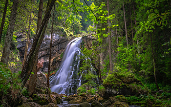 Golling Waterfall, Salzburg, mountain waterfall, rock, Gollinger Waterfall, mountains, Alps, Switzerland HD wallpaper