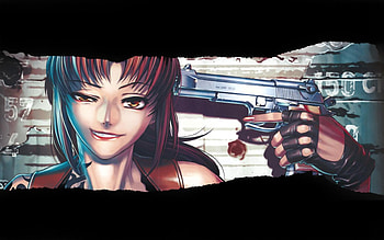 revy with gun, wall, gun, smile, revy HD wallpaper