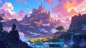 Mystical Fantasy Castle - Anime Landscape, anime landscape, fantasy HD wallpaper
