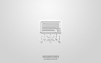 Air conditioner 3d icon, white background, 3d symbols, Air conditioner, hotel icons, 3d icons, Air conditionersign, hotel 3d icons HD wallpaper
