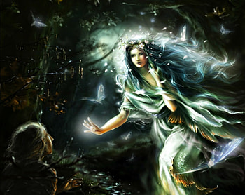 Touch of spring, butterfly, fantasy, man, girl, luminos, spring, woman, dark HD wallpaper