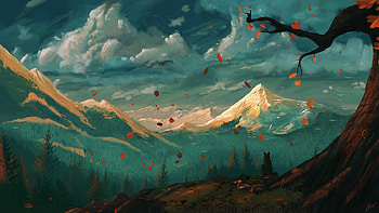Autumn Door, artist, artwork, digital-art, deviantart HD wallpaper