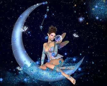 Elf, star, beautiful, moon HD wallpaper