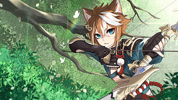 Blue Eyes Neko Ears Gorou Genshin Impact HD wallpaper