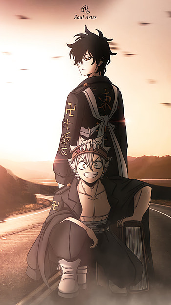 Black clover, sky, asta, animeart, road, yuno, blackclover, sunset, anime, anime HD phone wallpaper