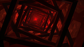 Red Geometric Tunnel, red, geometry, tunnel HD wallpaper