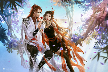 Fantasy couple, superb, frumusete, fantasy, man, gorgeous, luminos, girl, yankong bu HD wallpaper