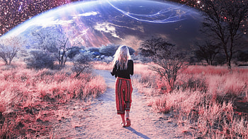Walking Towards Galaxy Portal, artist, artwork, digital-art HD wallpaper
