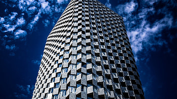 Tirana modern building, architecture, Worm view, Albanian cityscape HD wallpaper