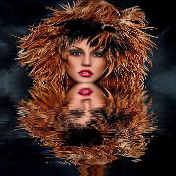 PRETTY FACE REFLECTION, black, brown, reflection, face, feter, colors, woman, beauty HD wallpaper