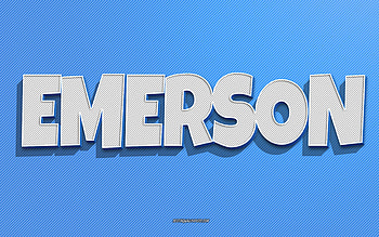Emerson, blue lines background, with names, Emerson name, male names, Emerson greeting card, line art, with Emerson name HD wallpaper
