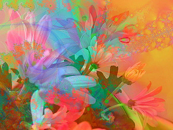 Dancing Colors, blue, pin, colors, orange, violet, yellow, red, flowers, cheerful HD wallpaper