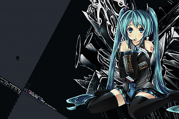 Hatsune Miku, awesome, musical instruments, nice, hatsune, female, sexy, blue eyes, twintail, hot, blue hair, girl, headset, aqua, anime, pretty, blue, black, heads, cute, vocaloid, beauty, miku, virutal diva, vocaloids, thighhighs, instruments, skirt, beautiful, diva, gray, turquoise hair, cool, idol, micro HD wallpaper