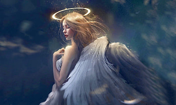 Delicate Angel, ethereal, Angel, unearthly, wings, delicate, halo HD wallpaper
