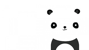 panda, smile, white, black, minimalist HD wallpaper