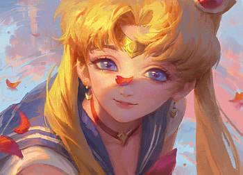 Sailor Moon, art, sufu, su fu, girl, petal, fantasy, yellow, face, luminos HD wallpaper