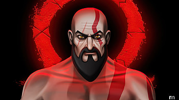 Kratos Cartoon Illustration , kratos, god-of-war, illustration, games, artstation, artist, artwork, digital-art HD wallpaper