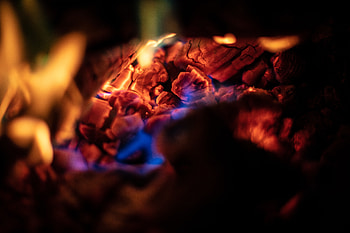 Fire, Coals, Macro, Dark HD wallpaper