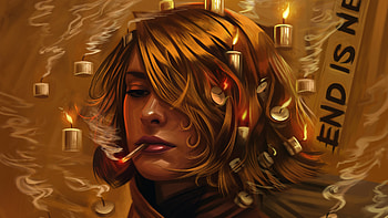 End Is Near Smoking Girl , smoke, artist, artwork, digital-art, behance HD wallpaper