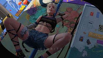 Corner, summer, view from down, clarity, fantasy, art, girl, cla rity, vara HD wallpaper