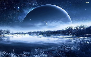 Icy planet landscape HD wallpaper